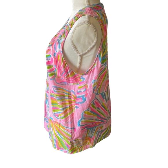 Lilly Pulitzer Pink Green Shellebrate Seashell Essie Top Sleeveless Size XS - Picture 6 of 12